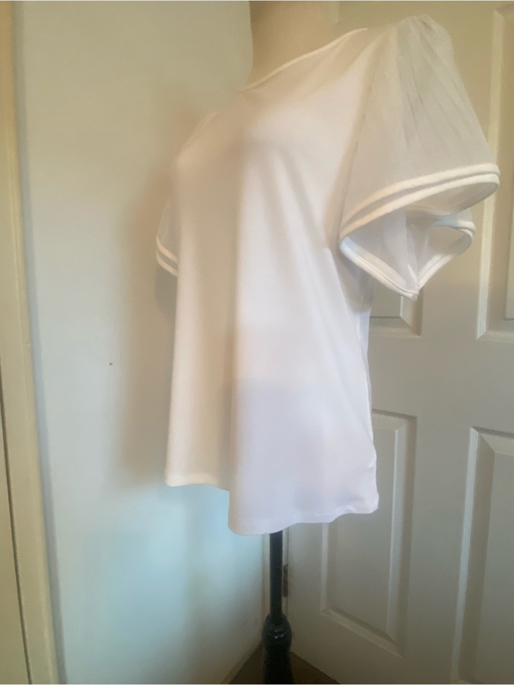 Joseph Ribkoff White Silky Mesh Bell Sleeves Top - Picture 12 of 14